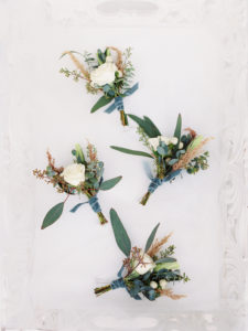 Paper Peony wedding florist boutonnières