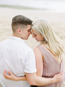 Oahu engagement on the beach pink dress