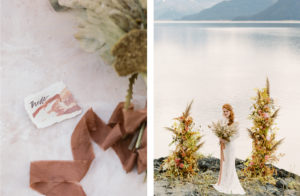 Alaska fall elopement bride